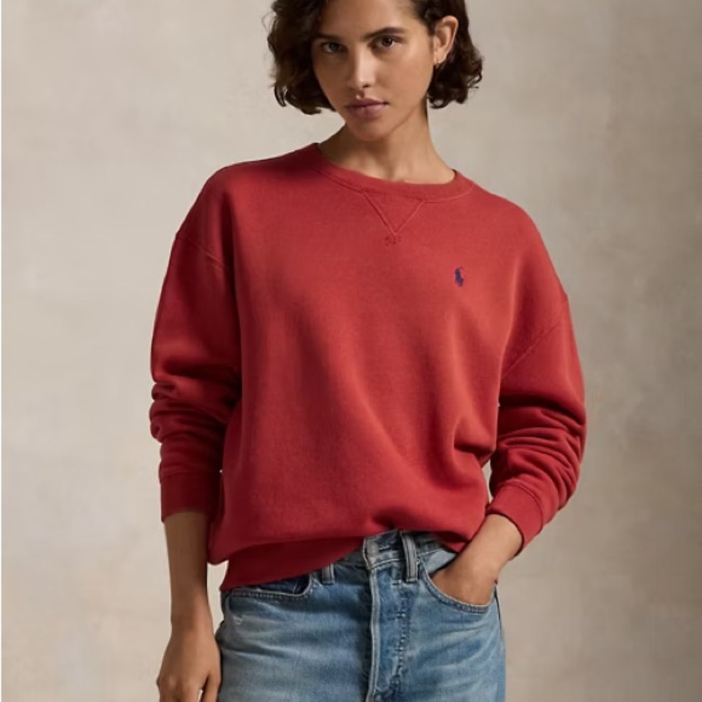 Polo Ralph Lauren Fleece Crewneck Sweatshirt in Sunrise Red